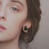 New Chinese-style retro crabapple classical stud earrings, green and pink flower asymmetrical earrings and accessories for women 2026, with a strong atmosphere Application Scenario